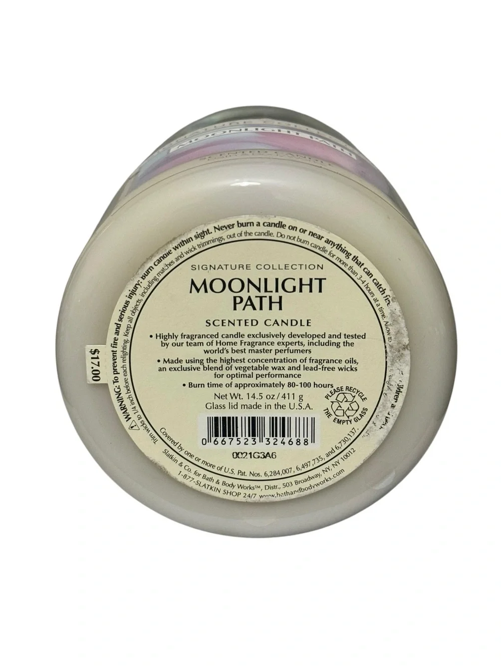 Bath & Body Works Signature Collection Moonlight Path Candle 14.5 oz Burned Once